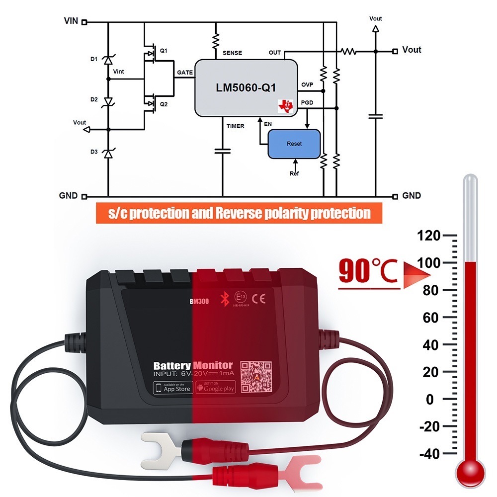 BM300 Car Battery Tester Auto 12V Car Battery Analyzer Circuit Electrical System OBD2 Scanner Battery Tester ,Fast and Accurate Precise