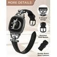 thumbnail image 4 of TOYOUTHS Leather Bands Compatible with Versa 4/Versa 3/Sense 2/Sense Band for Women, Dressy Bling Slim Leather Strap with D-shaped Diamonds Metal Buckle for Versa 4, 4 of 6
