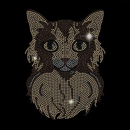Rhinestone Iron on Hotfix Transfer Decal Cat Plush Rhinestone Heat Transfer for T-Shirt Vest Shoes Hat Jacket Decor Clothing DIY Accessories Costume Decor for DIY