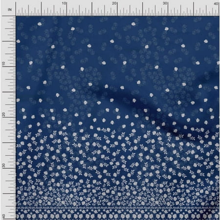 Soimoi Georgette Viscose Fabric Artistic Leaves & Flower Panel Printed Craft Fabric by The Yard 42 Inch Wide