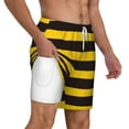 thumbnail image 3 of Balery Bee Stripe Mens Swim Trunks Swim Shorts for Men Quick Dry Inseam Beach Shorts with Compression Liner Pocket-Large, 3 of 9