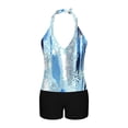 thumbnail image 4 of AHTJRT Plus Size Tankini Swimsuits for Women Halter Backless Deep V Neck Tops with Shorts Bathing Suit Slimming High Waisted Swimwear Light Blue XXXXL, 4 of 7