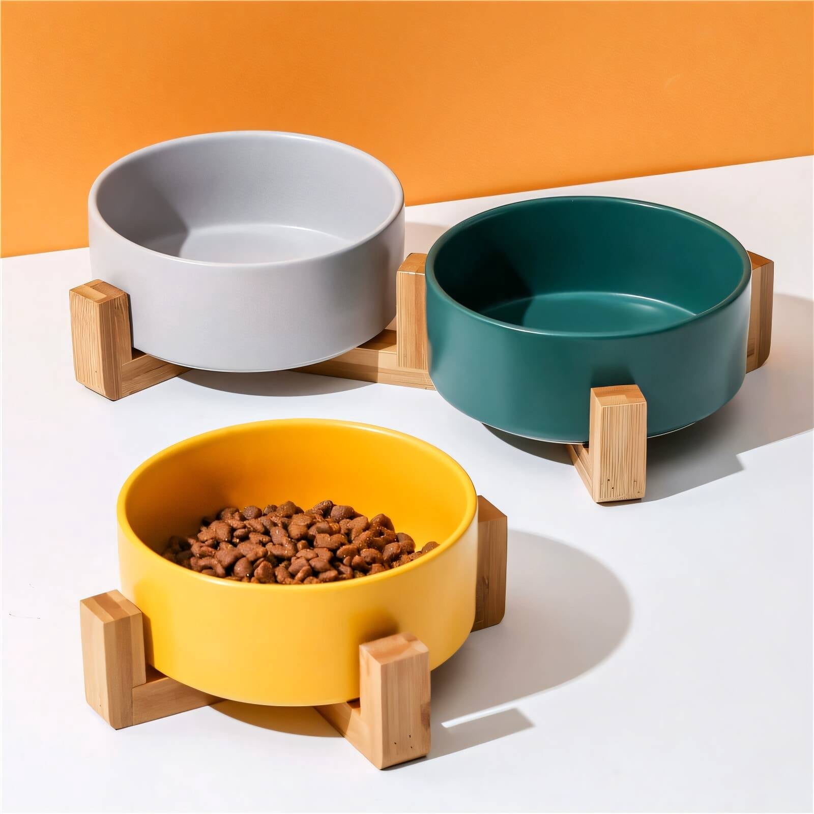 ACDANC 2026 New 2Pcs Cat Food Bowl,Natural Ceramic Cat Water Bowl,Splash-Proof Design Puppy Bowls,For Indoor,Outdoor,Travel,11Cm,Gray \U0026 Pink