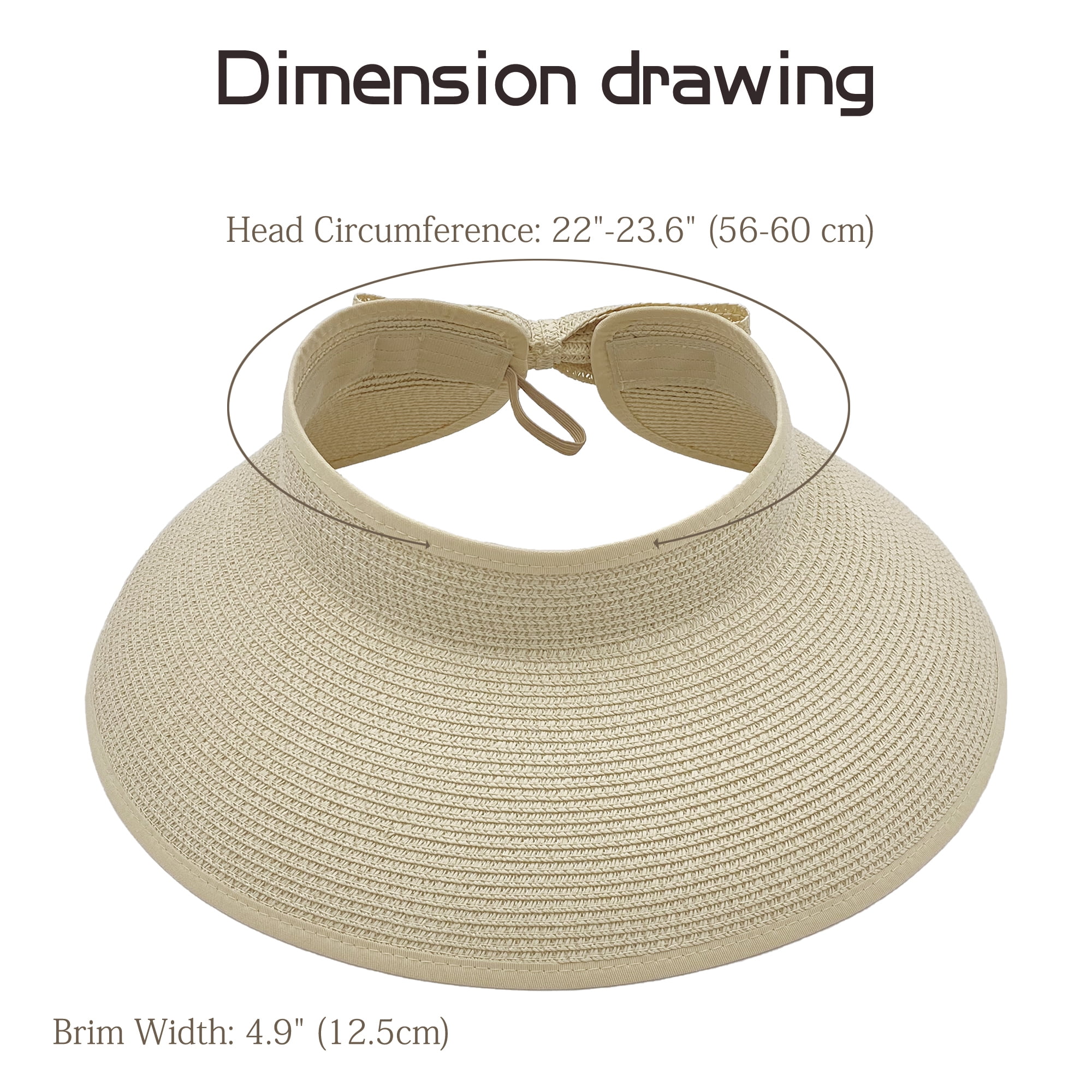 UPF 80+ Wide Brim Straw Sun Visor Hat for Women Foldable Adjustable FURTALK Wide Brim Straw Sun Visor Hat for Women - UV UPF  main image 3