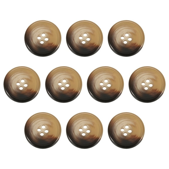 Uxcell 10pcs Resin Sewing Button, 30mm 5/8-inch 4 Holes Round Buttons for Coat, Men's Suit, Clothes Garment, 1#Coffee Brown