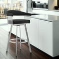 thumbnail image 3 of Swivel Bar Stool - Black Faux LeatherStainless Steel - 30" Bar Height - Modern Countertop Seating, 3 of 7
