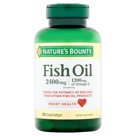 - Nature's Bounty Fish Oil Omega-3 Softgels, 2400 Mg + 1200 Mg Omega-3, 90 Ct