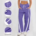 thumbnail image 6 of Wide Leg Sweatpants Womens High Waist Baggy Striped Sweat Pants Loose Stretch Casual Drawstring Pants With Pockets, 6 of 9
