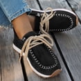 thumbnail image 2 of Modisza Womens Suede Loafers Lace up Slip on Comfortable Flat Shoes Business Casual Dressy Round Toe Walking Sneakers size 6.5 Black, 2 of 6