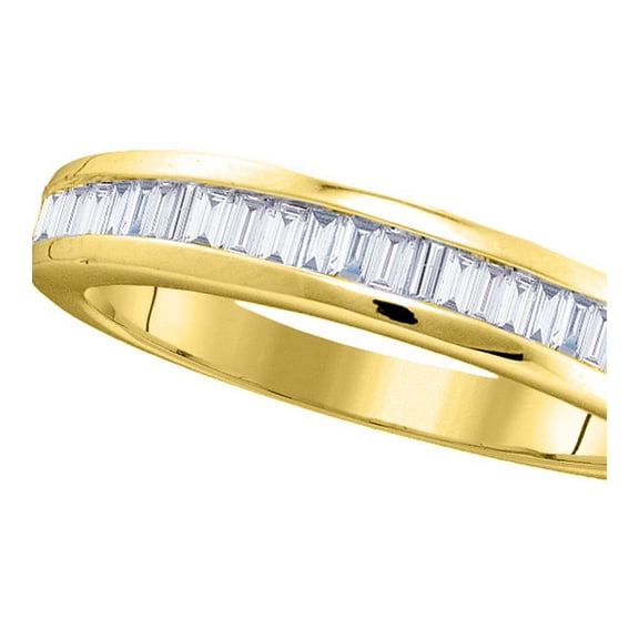 10kt Yellow Gold Womens Baguette Diamond Wedding Anniversary Band 1/2 Cttw