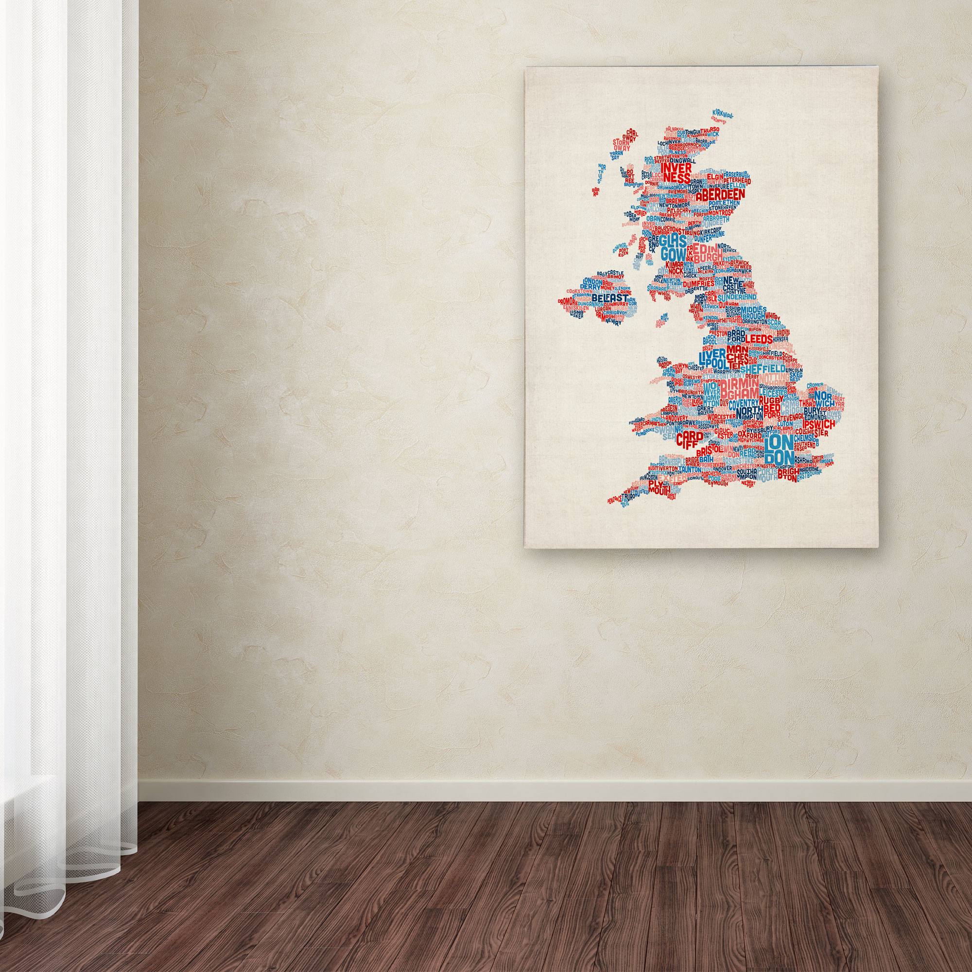 Trademark Art 'UK Cities Text Map 2' Canvas Art by Michael Tompsett