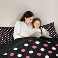 thumbnail image 5 of Feelyou Polkadots Teen Twin Comforter Sets, Black Pink Abstract Bedding Set, 2pcs, 5 of 8