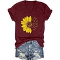 thumbnail image 4 of FASHOFT Women's Short Sleeve V Neck Sunflower Graphic Printed Summer Tees Vintage T Shirt Cotton Tops Novelty Shirt XXL, 4 of 4