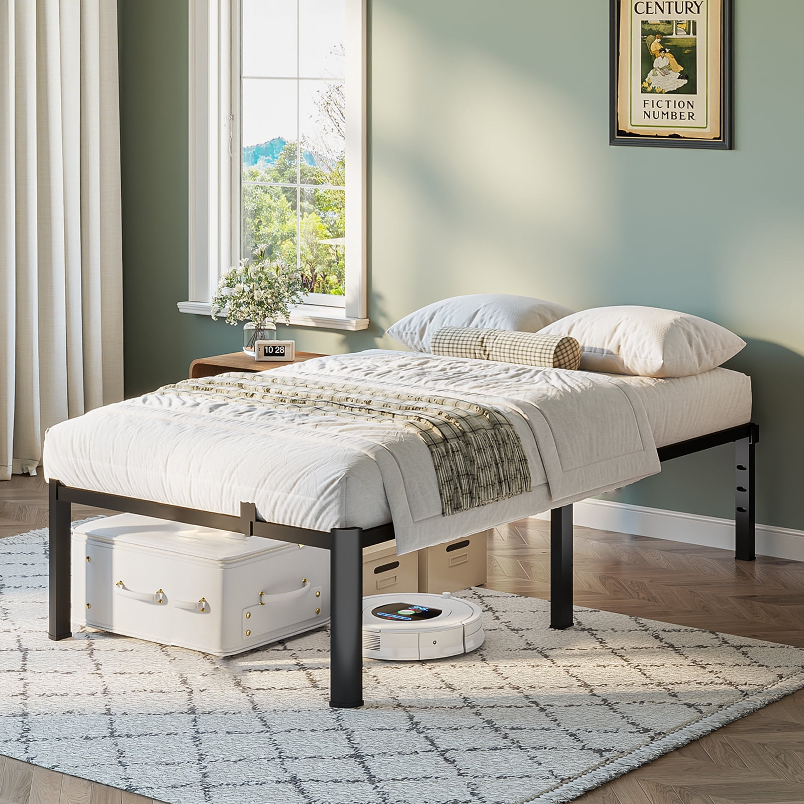 Bel Ark 14" Twin Bed Frame, Heavy Duty Metal Bed Frame with Underbed Storage, No Box Spring Required,Easy Assembly, Black