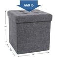 thumbnail image 4 of SONGMICS 15" Storage Ottoman Bench Cube Footrest, Folding, Dark Gray, 4 of 8