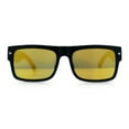 thumbnail image 4 of Thick Real Bamboo Wood Arm Square Narrow Rectangle Horn Rim Sunglasses Matte Black - Yellow Mirror, 4 of 8