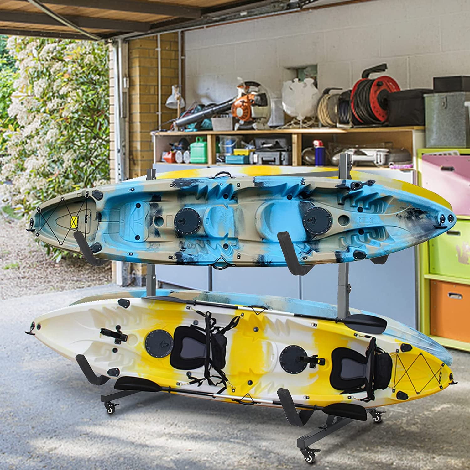 Bonnlo Freestanding Kayak Rack for 4 Kayaks