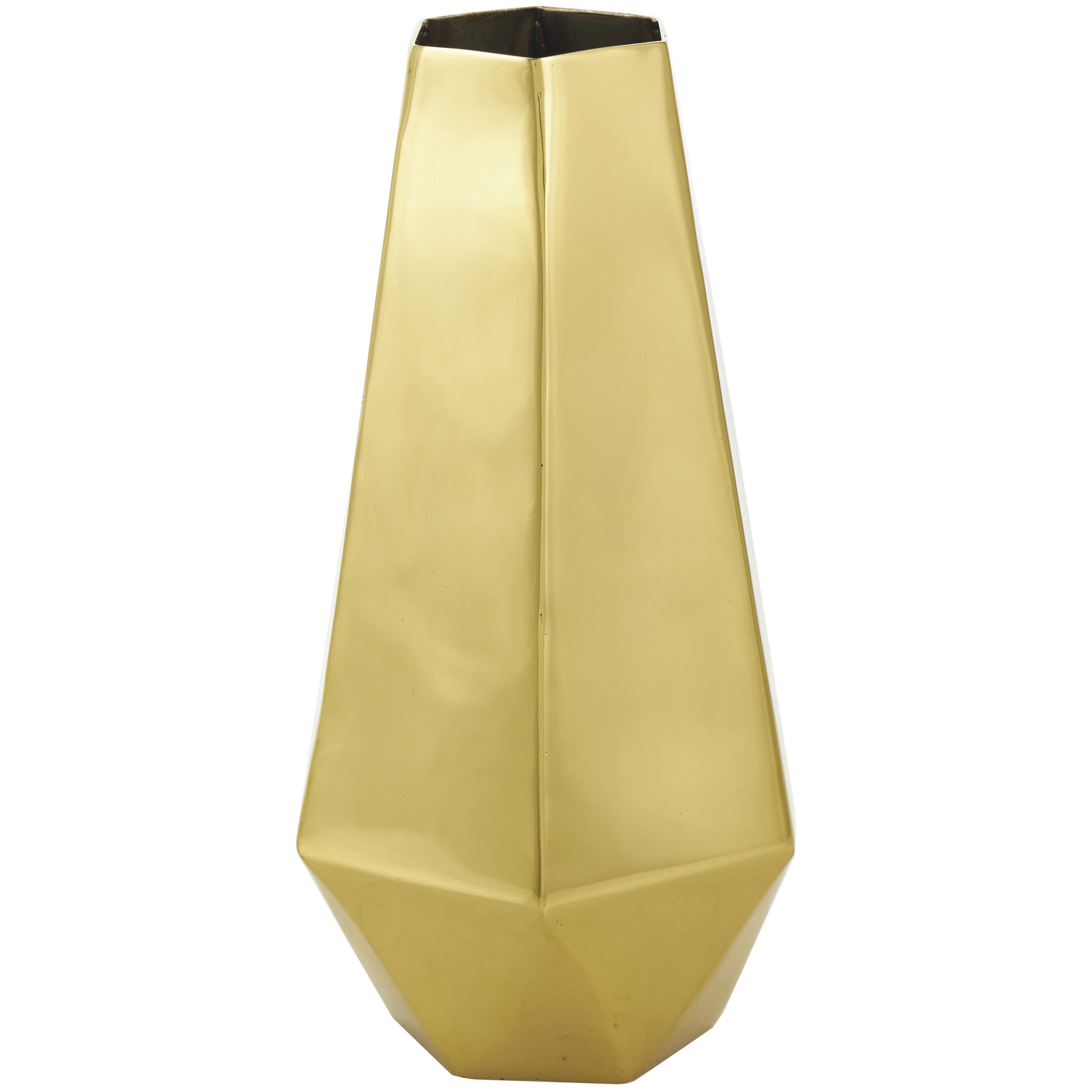 DecMode 10", 8", 6"H Geometric Hexagon Shaped Gold Stainless Steel Vase with Varying Heights, Set of 3