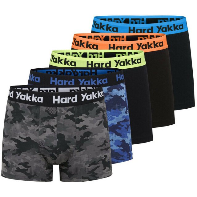 Hard Yakka - Pantalones Cortos Cuadrados de Algodón para Hombre - Pack de 5 (Multicolor)