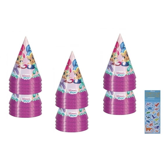 Shimmer and Shine Birthday Party Supplies Favor Bundle includes Party Cone Hats - 24 Count