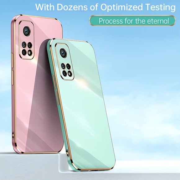 For Xiaomi Mi 10T/Mi 10T Pro 5G Phone Protective Case, Stylish Soft Silicone Slim Phone Case, Electroplated Straight Edge Phone Case Shockproof Protective Case
