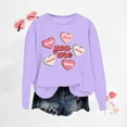 thumbnail image 2 of WEAIXIMIUNG T-Shirts Graphiques Amusants pour Femmes Automne Hiver Tendance Imprimé Cœur de la Saint-Valentin Col Rond Chandail à Capuchon, 2 of 4