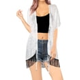 thumbnail image 4 of HAPPY BAY Women's Chiffon Summer Beach Open Front Holiday Kimono Beachwear Duster Cardigans for Women XL-XXL Ice snow_AB782, 4 of 4