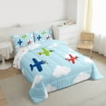 thumbnail image 3 of Homewish Cute Plane Aircraft Bedding Comforter Set for Kid, Kawaii Helicopter Twin Comforter Sets, Cartoon Vehicle Theme Reversible Bedding Set, Super Cozy Room Decor, 2-Piece, 3 of 8