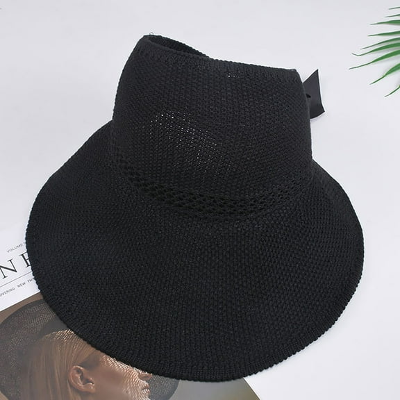 CFMIURAN, Beach Sun Straw Hats for Women- Floppy Wide Brim Beach Visor Cap with Ponytail Opening, Foldable and Adjustable Summer Hat for Sun Protection, Outdoor Activities Daily Wear for Women Ladies
