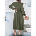 thumbnail image 2 of Cupshe Women's Green Puff Sleeve Surplice Midi Dress, Size S-XL, 2 of 6