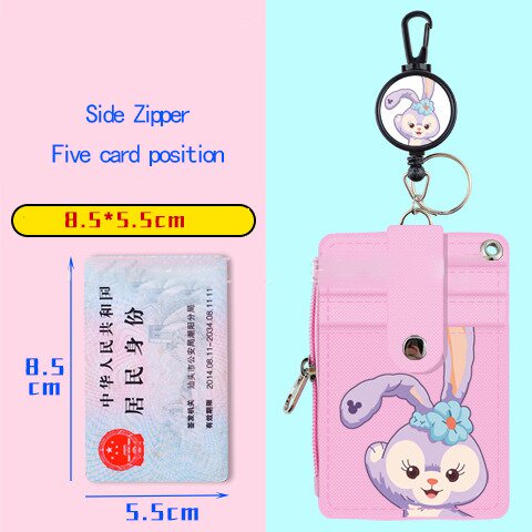 Tarjetero de Disney de cuero PU, monedero de Mickey Pooh, Stitch, funda para tarjeta de identificación bancaria, llavero para tarjeta de Campus para estudiantes, bolsa para monedas, regalos8CHINA Fivean unisex