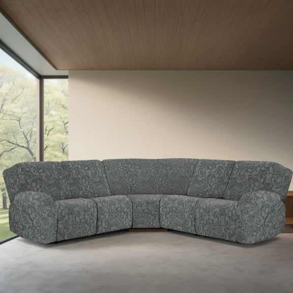 CJC Sectional Sofa Covers 5-Pieces Oversized Recliner Couch Covers Washable Soft Sectional Corner Couch Covers for Kids, Dogs