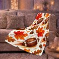 thumbnail image 4 of Thanksgiving Football Maple Leaf Watercolor, Playful Festive Scene, Warm Flannel Blanket for Living Room and Family Room, Art Lovers Thanksgiving Gift, Festive Home Decor, 4 of 6