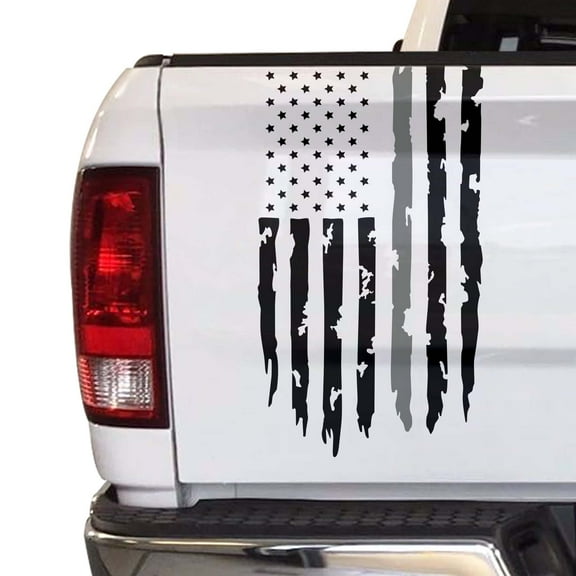 Distressed Thin Gray Line Flag Correctional Officers Correctional Institutions Flag USA US Sticker - Truck Tailgate Vinyl Decal Compatible with most Pickup Trucks (11" x 20", Black & Gray)
