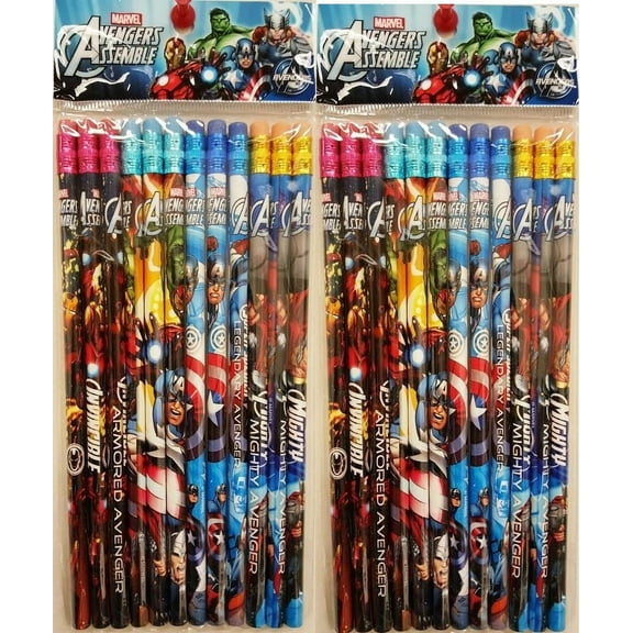 Marvel Avengers Authentic Licensed 24 Wood Pencils Pack