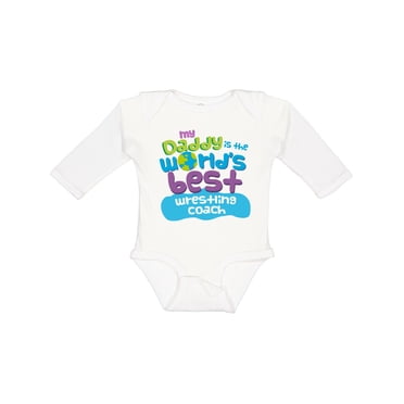 Inktastic Daddy is Worlds Best Wrestling Coach Boys or Girls Long Sleeve Baby Bodysuit