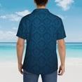 thumbnail image 4 of Sikiie Dark Blue Print Men's Hawaiian Shirt, Summer Beach Button Pocket Short Sleeve T-Shirt,X-Large, 4 of 7