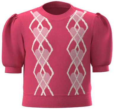 Wonder Nation Girls Argyle Sweater with Short Puff Sleeves, Sizes 4-18