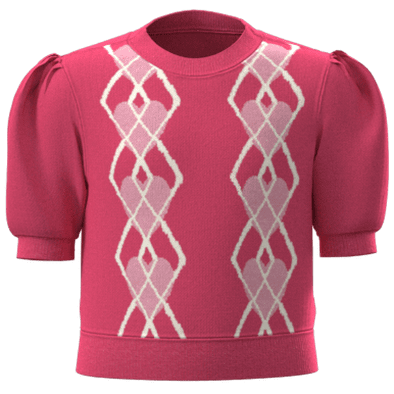 Wonder Nation Girls Argyle Sweater with Short Puff Sleeves, Sizes 4-18