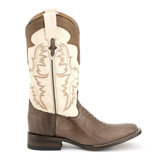 Ferrini Mens Nash Ostrich Embroidered Square Toe Cowboy Mid Calf Boots