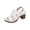 White, variant on Women's Open Toe Heeled Sandals Leather Platforms Summer Dressy Sandals Adjust Ankle Strap Chunky Block Comfort Heel White