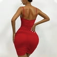 thumbnail image 4 of USSUMA Dresses for Women 2025 Casual Spring Women'S Casual Dresses Sleeveless V Neck Casual Solid Color Camisole Sling Wrap Skirt Slim Maxi Dress Casual Dresses Business Red Dress Size-L, 4 of 6