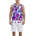 thumbnail image 4 of Easygdp Colorful Sparkling Men's Mesh Basketball Jersey Quick Drying Sleeveless Shirts Fitted Muscle Tank Tops Sport Round Neck T-Shirt - XX-Large, 4 of 9