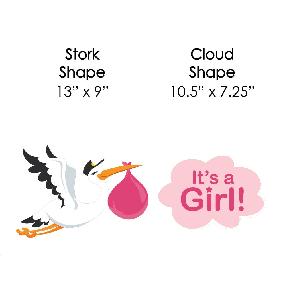 Big Dot of Happiness Girl Special Delivery - Baby Announcement Lawn Decor - Outdoor Pink It's a Girl Stork Baby Shower Yard Decorations - 10 Piece