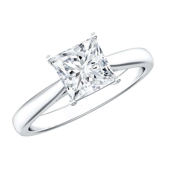 Rosec Jewels Lab Diamond 6mm Princess Cut Engagement Ring, EF-VS Quality - Gift For Women, 925 Sterling Silver, US 4.00