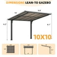 thumbnail image 2 of AECOJOY 10'x10' Gazebo, Outdoor Wall Mounted Hardtop Gazebo & Pergola with Aluminum Frame for Patio, Porch and Backyard in Black, 2 of 10
