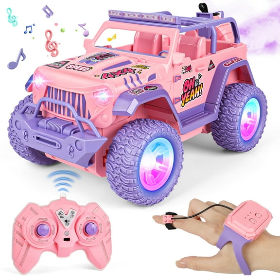 Flooyes 2.4GHz Remote Control Car with Spray, 1:16 RC Car with Lights and Sound,  Birthday Gift Toys for Kids Age 3 4 5 6 7 8