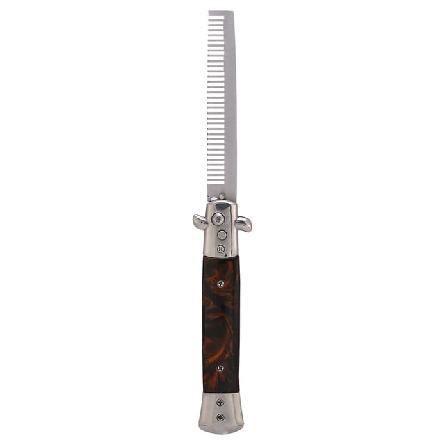 Peine de navaja, Switchblade Peines para Cabello, Peine de bolsillo plegable, Herramientas de peinado para el uso de cualquier ocasión, (marrón) EOTVIA NO