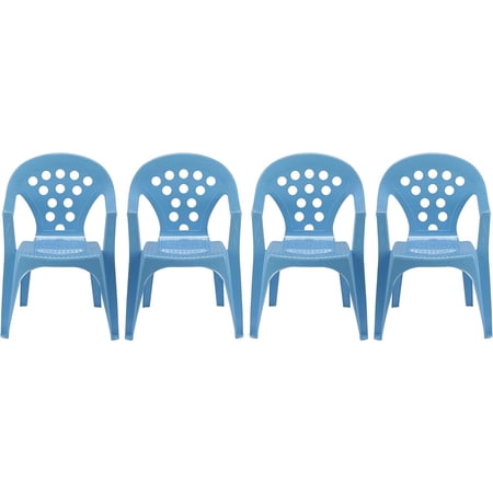 Baby Lulu Lightweight Stacking Play Study or Dining Kids Chairs – Made in Italy – 4 Chairs – Brilliant Colors – Baby Blue