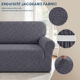 thumbnail image 5 of HUGNEO 1 Piece Stretch Sofa Cover, Jacquard Slipcover with Elastic Bottom, Washable & Pet Friendly Furniture Protector for Armchair, Dark Gray, 5 of 11